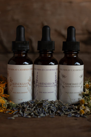herbal infused oil trio calendula chamomile lavender by The Farm at Catawissa Creek